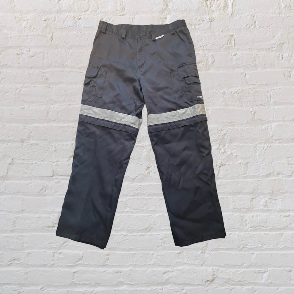 Coolworks navy zip off legs work pants with 3m reflective hi viz sz 38x32